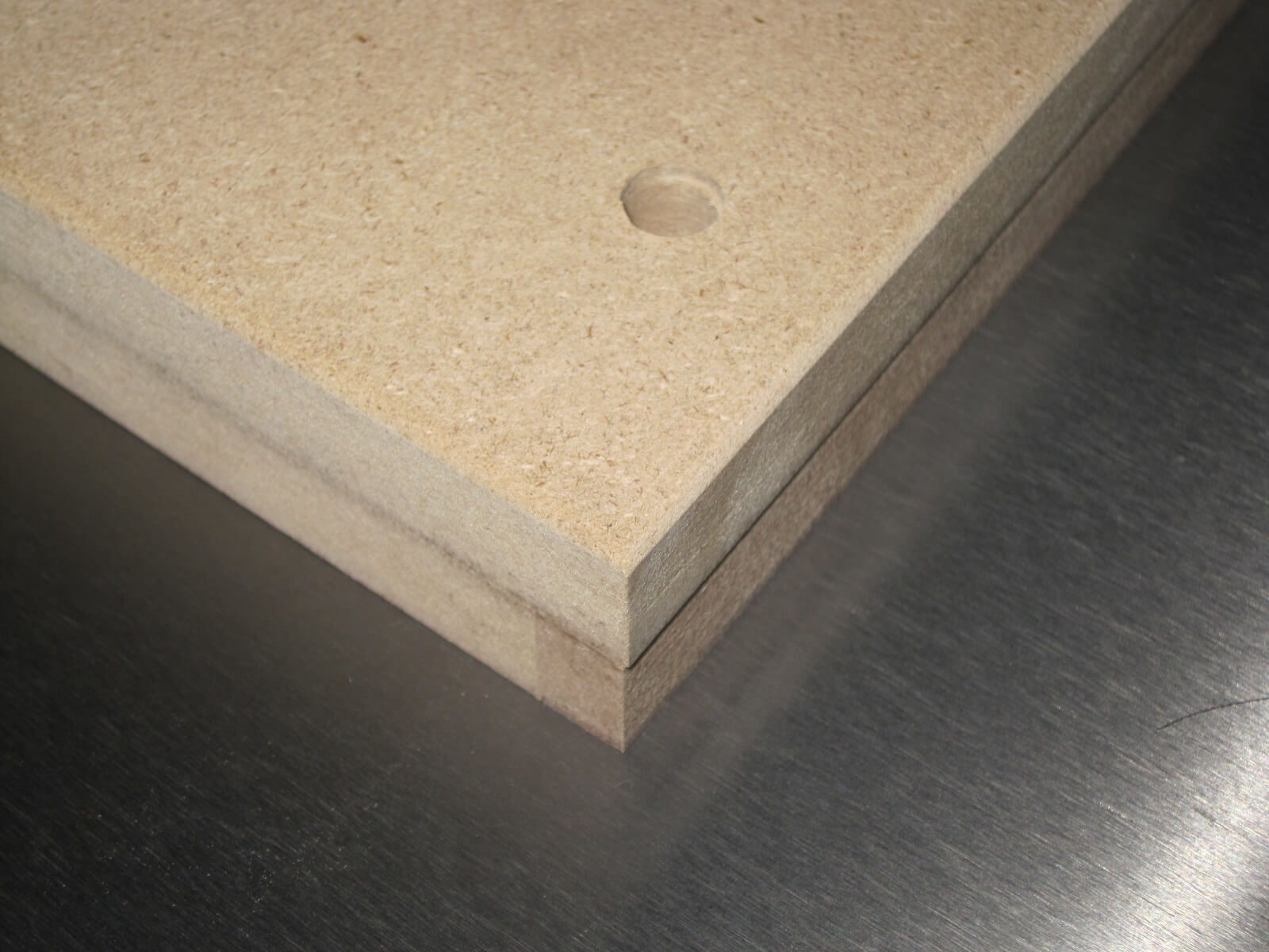 The two sheets of MDF glued together